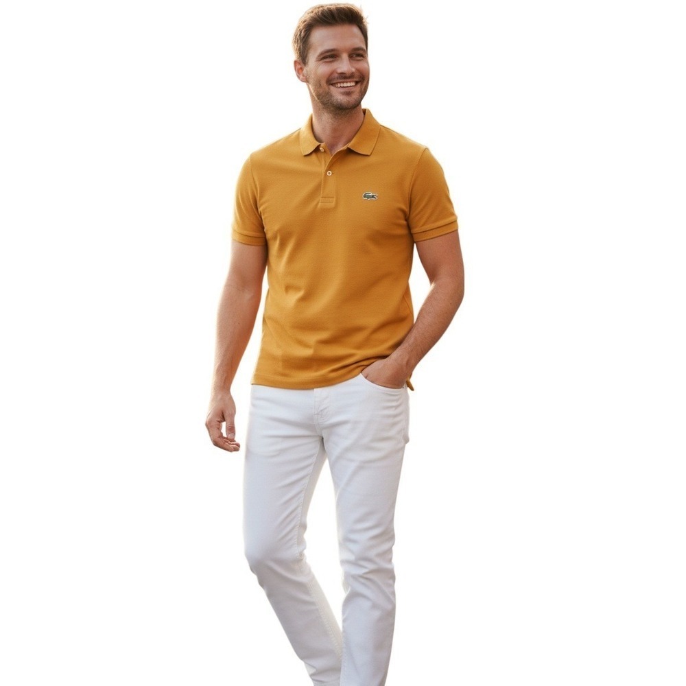 Lacoste Slim Fit Orange Polo Shirt 40 M Aperol Croc Pique Tenniscore $110